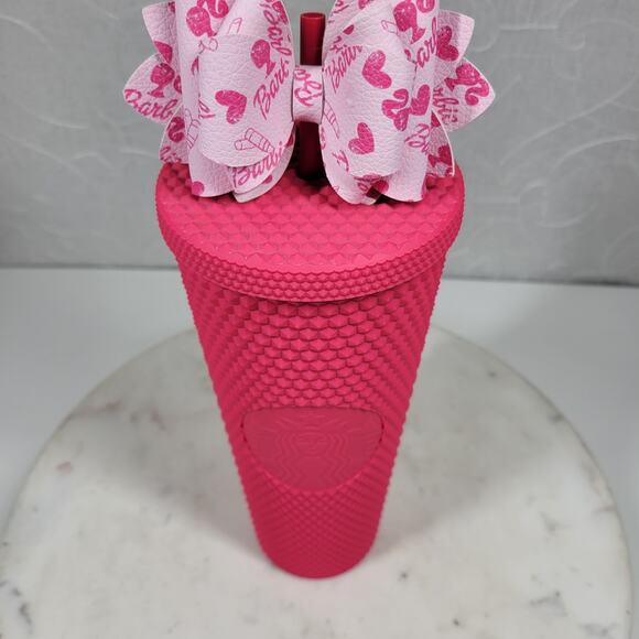 Starbucks Mexico Matte Berry Tumbler Venti 24oz Pink Studded with Straw Bow - Picture 16 of 16